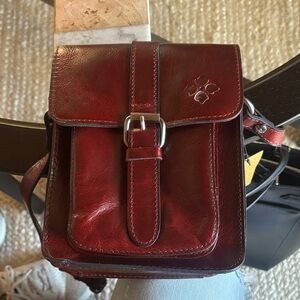 Patricia Nash Deep Red Leather Messenger Bag